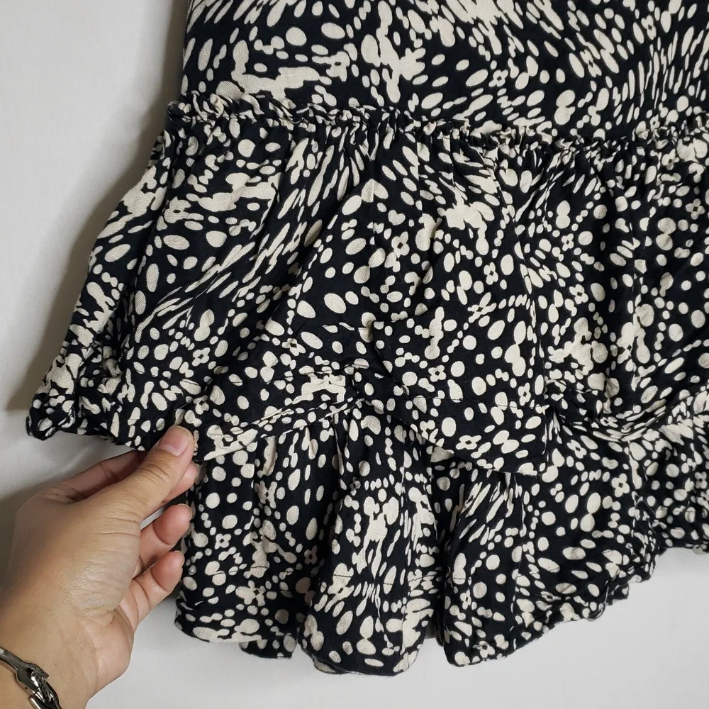 Maeve Anthropologie Linen Blend Tiered Ruffle Mini Skirt Size 14 Flowy Bohemian